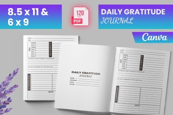 Download Daily Gratitude Journal Canva (KDP) - Gratitude journal Collection