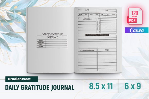 Download (KDP) Daily Gratitude Journal Canva - Gratitude journal Collection