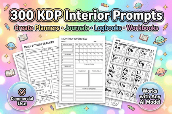 Download 300 KDP Low Content AI &amp; Tracker Prompts - Kdp low content Collection