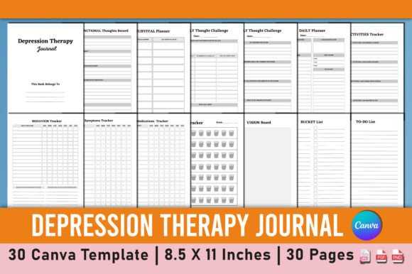Download Depression Therapy Journal Canva - Depression therapy journal Collection