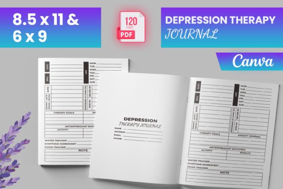 Download Depression Therapy Journal Canva (KDP) - Depression therapy journal Collection