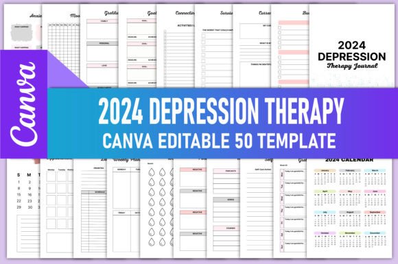 Download 2024 Depression Therapy Journal Canva - Depression therapy journal Collection