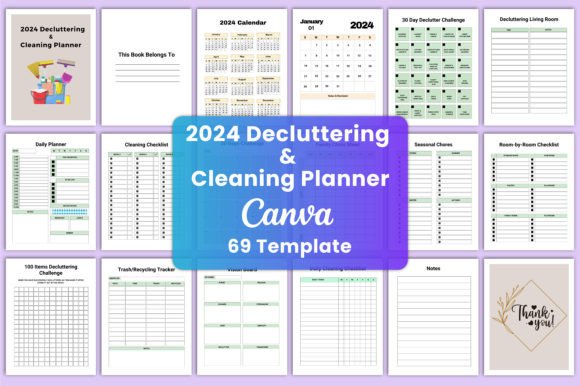 Download Decluttering &amp; Cleaning Planner Canva - Decluttering Collection