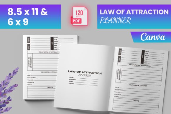 Download Law of Attraction Planner Canva (KDP) - Law of attraction planner Collection