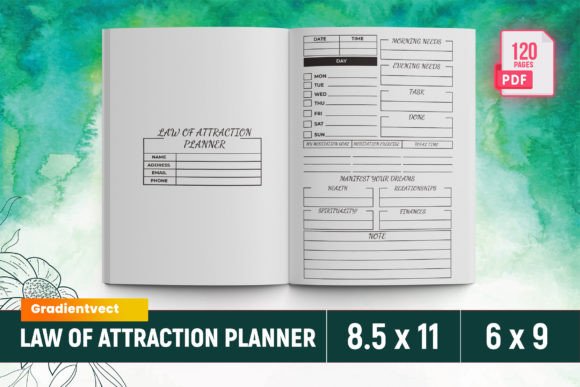 Download (KDP) Law of Attraction Planner Canva - Law of attraction planner Collection