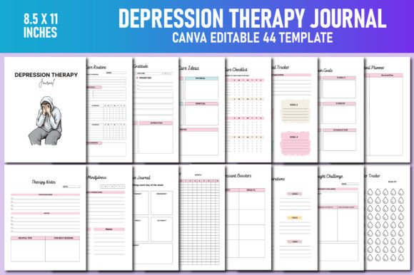 Download Depression Therapy Journal Canva KDP - Depression therapy journal Collection