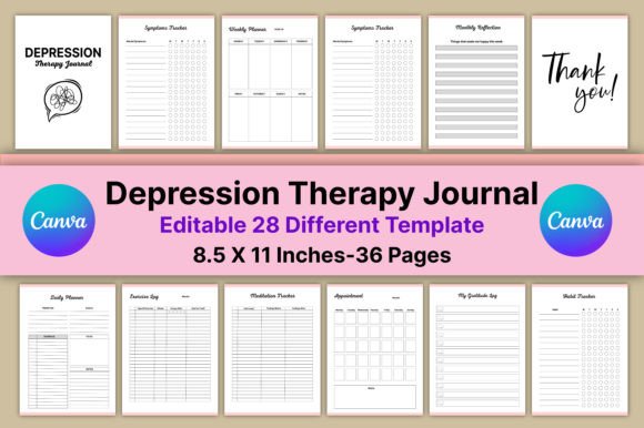 Download Depression Therapy Journal Canva Templat - Depression therapy journal Collection