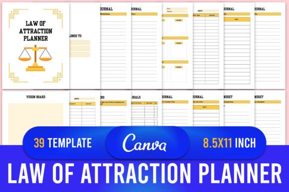 Download Law of Attraction Planner Canva Template - Law of attraction planner Collection