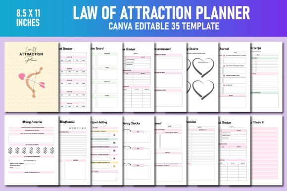 Download Law of Attraction Planner Canva KDP - Law of attraction planner Collection